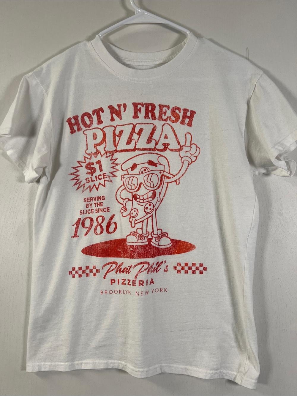 Hot N' Fresh Pizza Graphic Tee - White/Red
